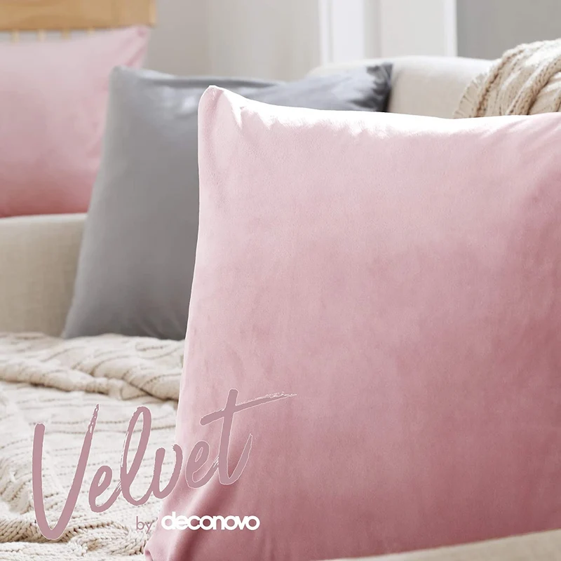 Deconovo Samt Kissenbezüge Sofa Zierkissenbezug, 2er Set