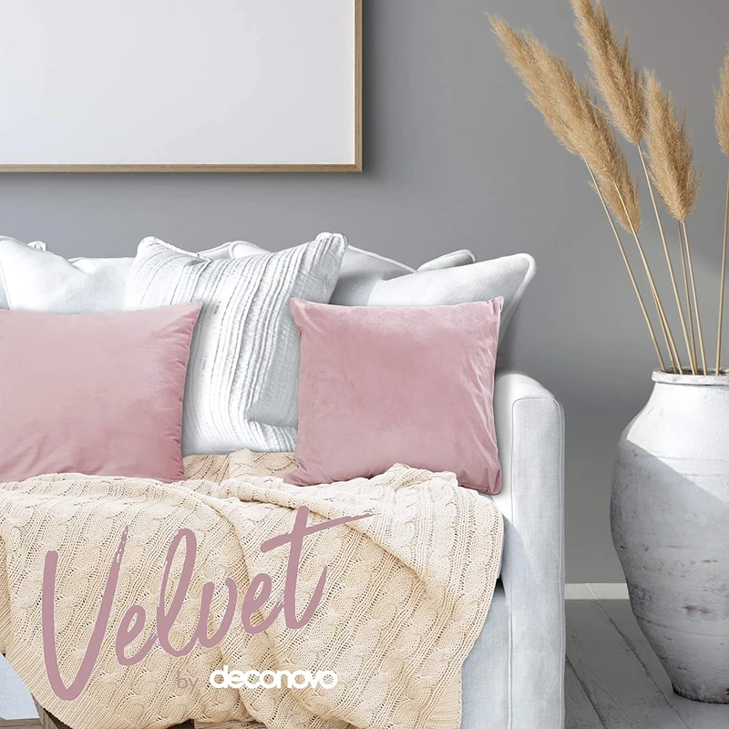 Deconovo Samt Kissenbezüge Sofa Zierkissenbezug, 2er Set