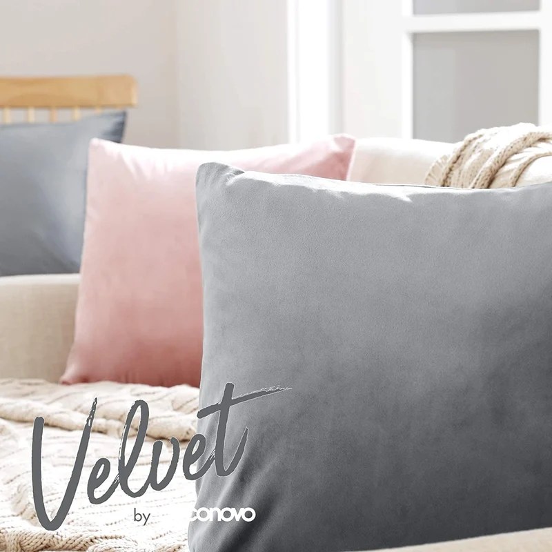 Deconovo Samt Kissenbezüge Sofa Zierkissenbezug, 2er Set