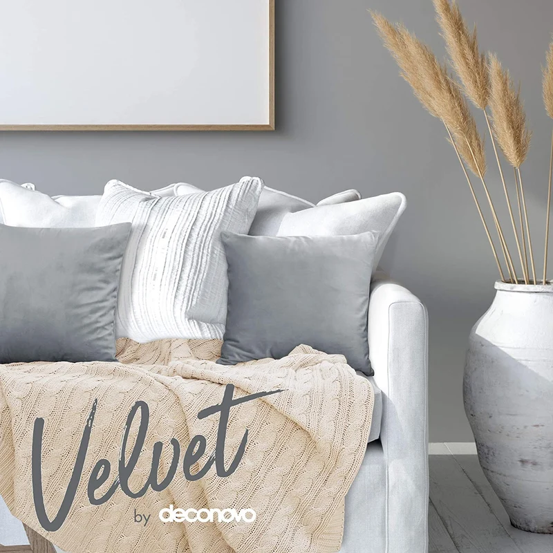 Deconovo Samt Kissenbezüge Sofa Zierkissenbezug, 2er Set