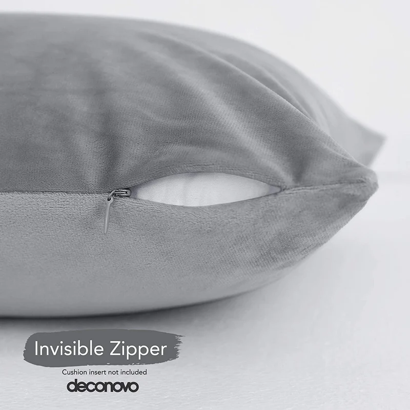 Deconovo Samt Kissenbezüge Sofa Zierkissenbezug, 2er Set