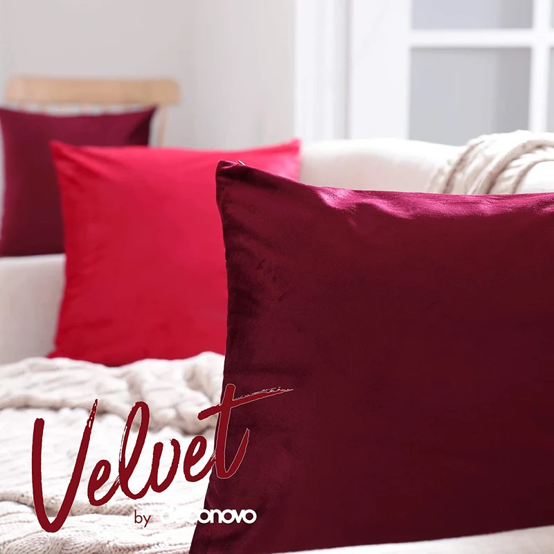 Deconovo Samt Kissenbezüge Sofa Zierkissenbezug, 2er Set