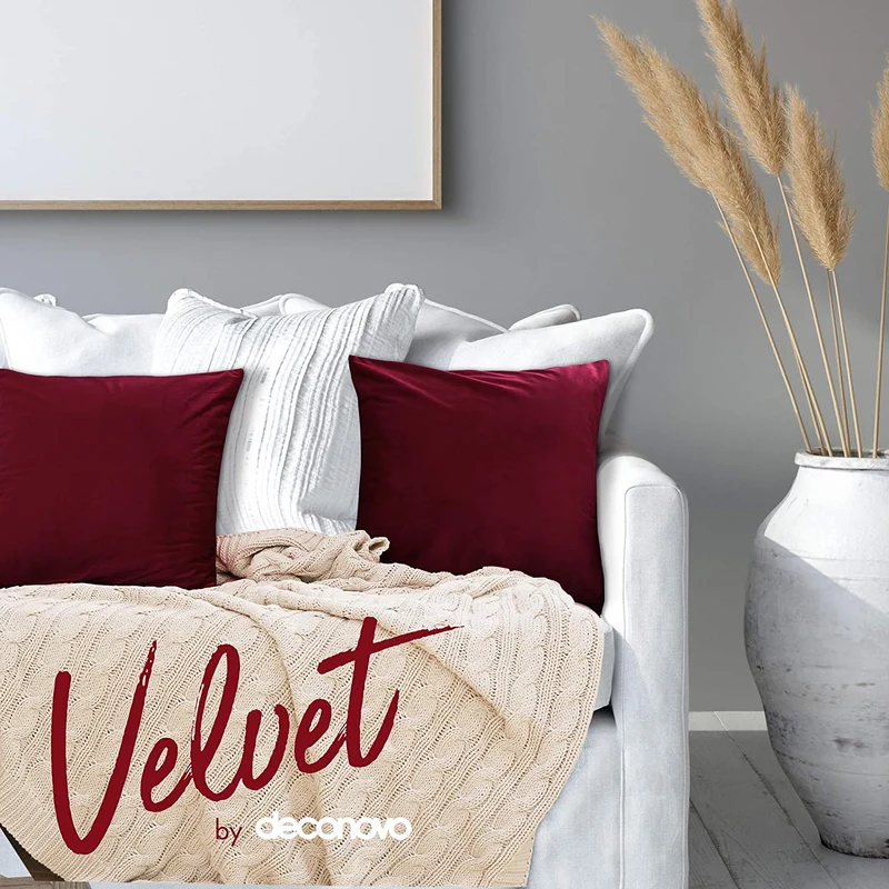 Deconovo Samt Kissenbezüge Sofa Zierkissenbezug, 2er Set