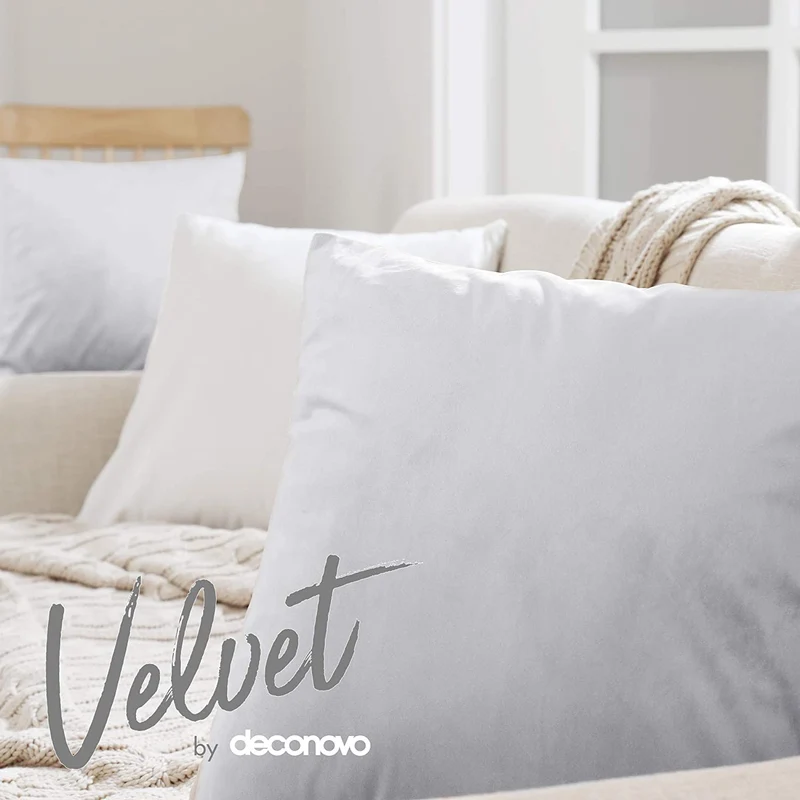 Deconovo Samt Kissenbezüge Sofa Zierkissenbezug, 2er Set