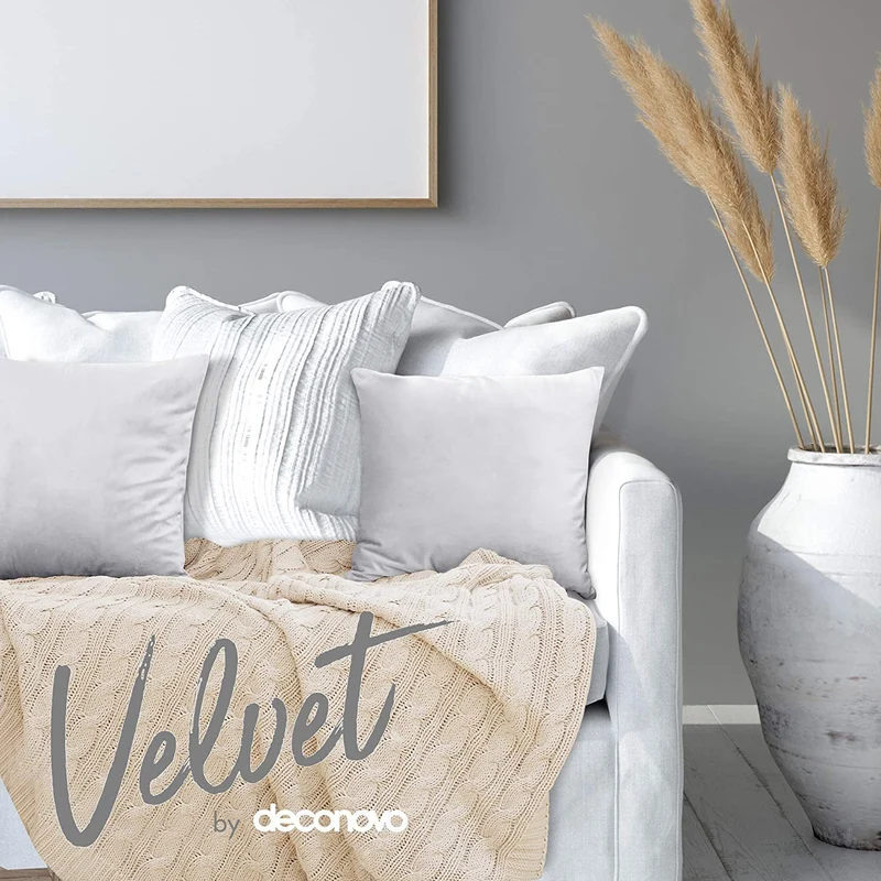 Deconovo Samt Kissenbezüge Sofa Zierkissenbezug, 2er Set