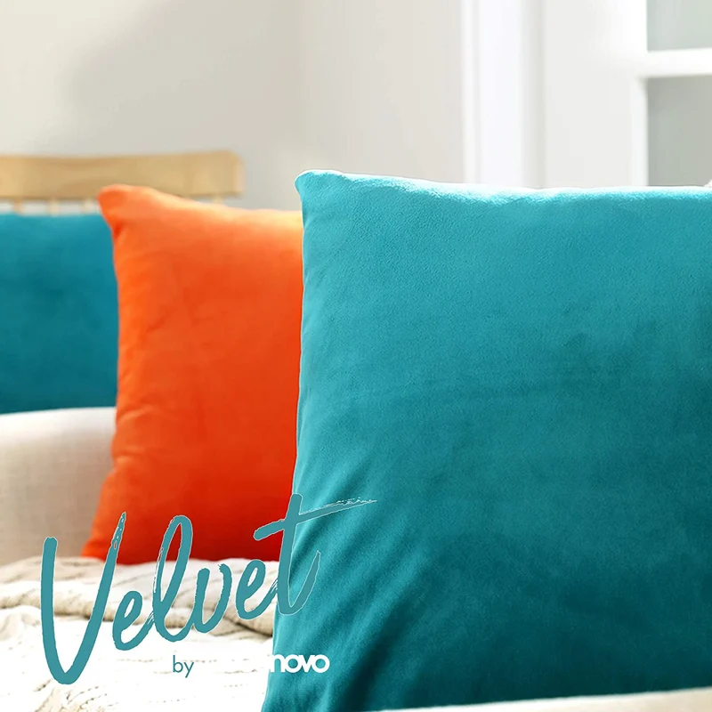 Deconovo Samt Kissenbezüge Sofa Zierkissenbezug, 2er Set