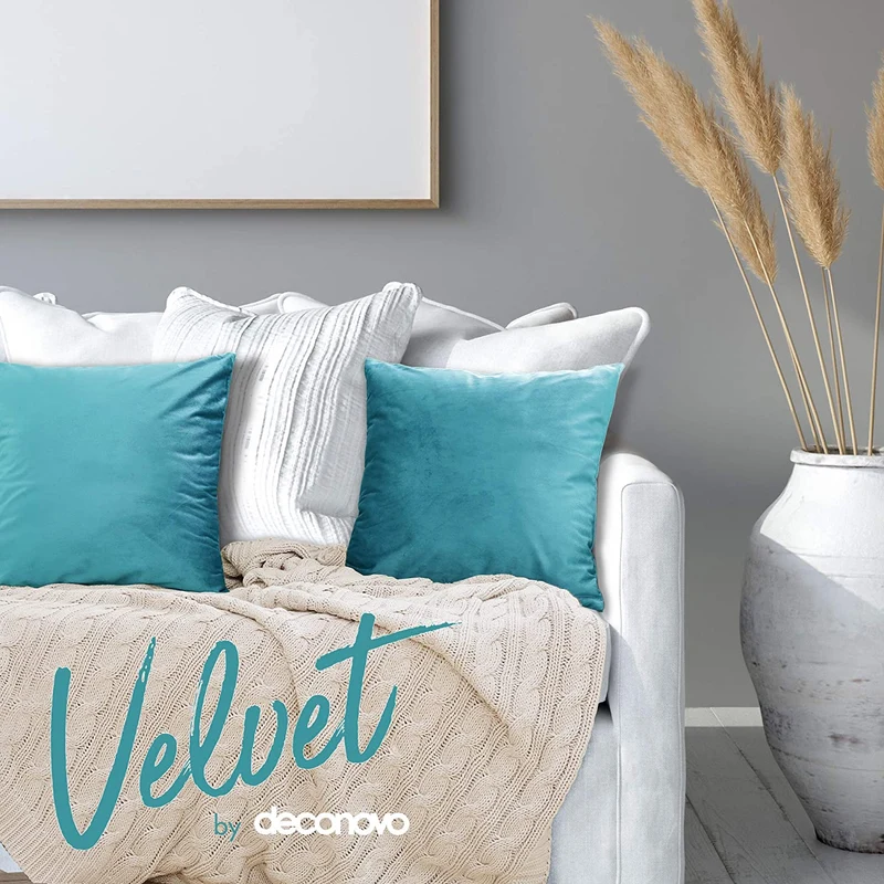 Deconovo Samt Kissenbezüge Sofa Zierkissenbezug, 2er Set