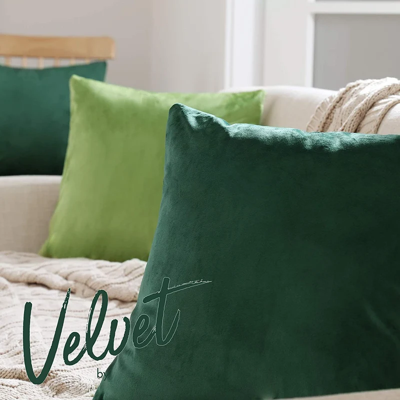 Deconovo Samt Kissenbezüge Sofa Zierkissenbezug, 2er Set