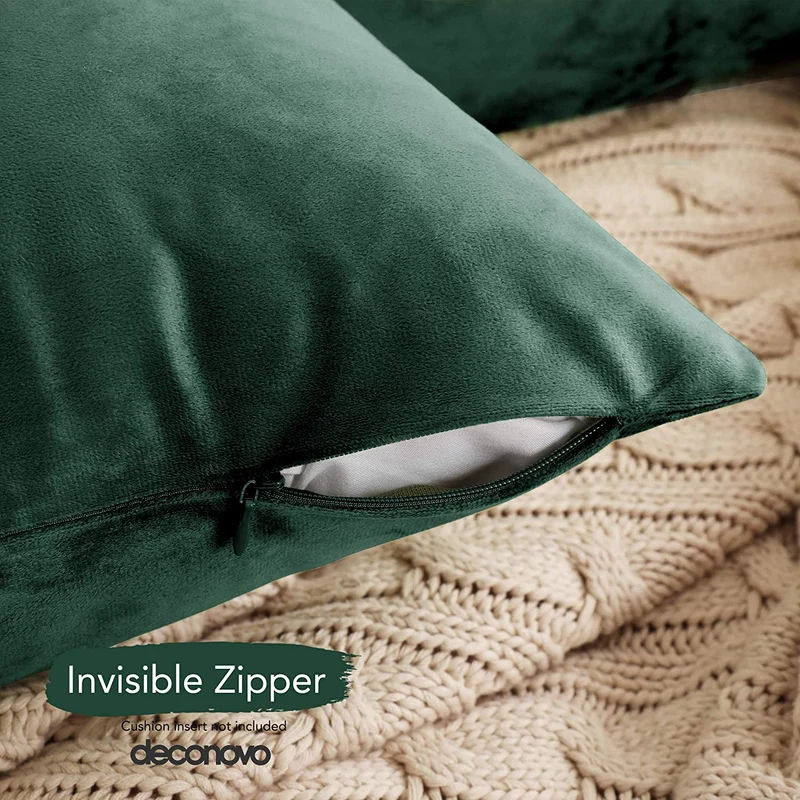Deconovo Samt Kissenbezüge Sofa Zierkissenbezug, 2er Set