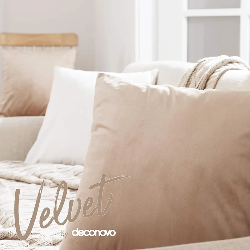 Deconovo Samt Kissenbezüge Sofa Zierkissenbezug, 2er Set