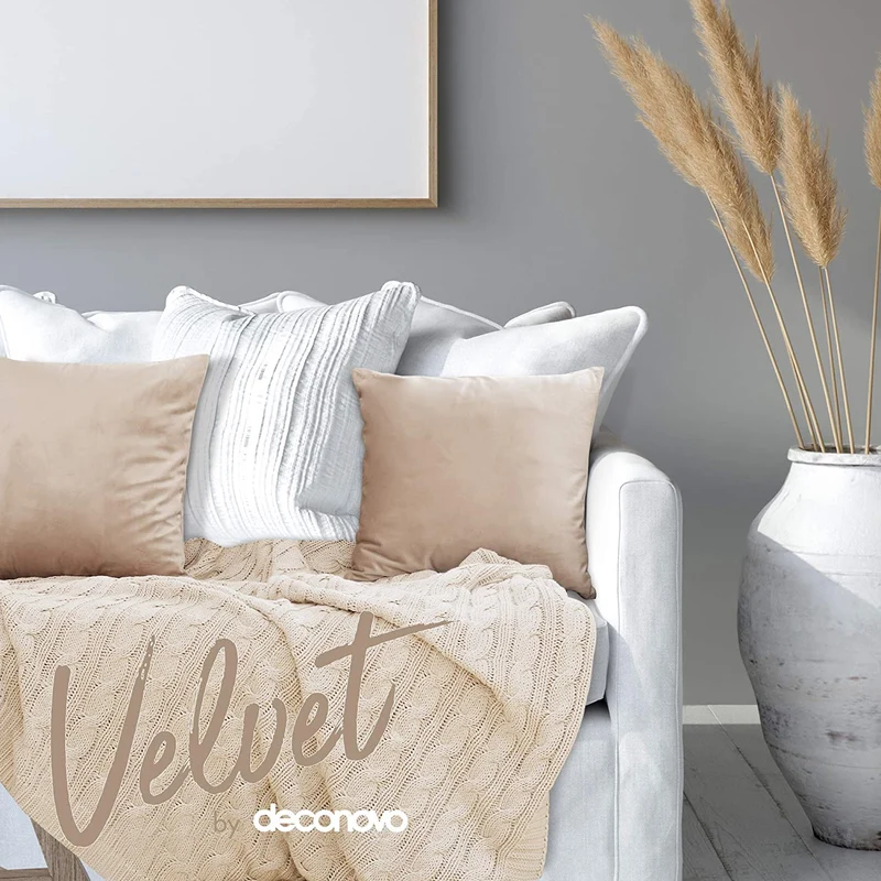 Deconovo Samt Kissenbezüge Sofa Zierkissenbezug, 2er Set