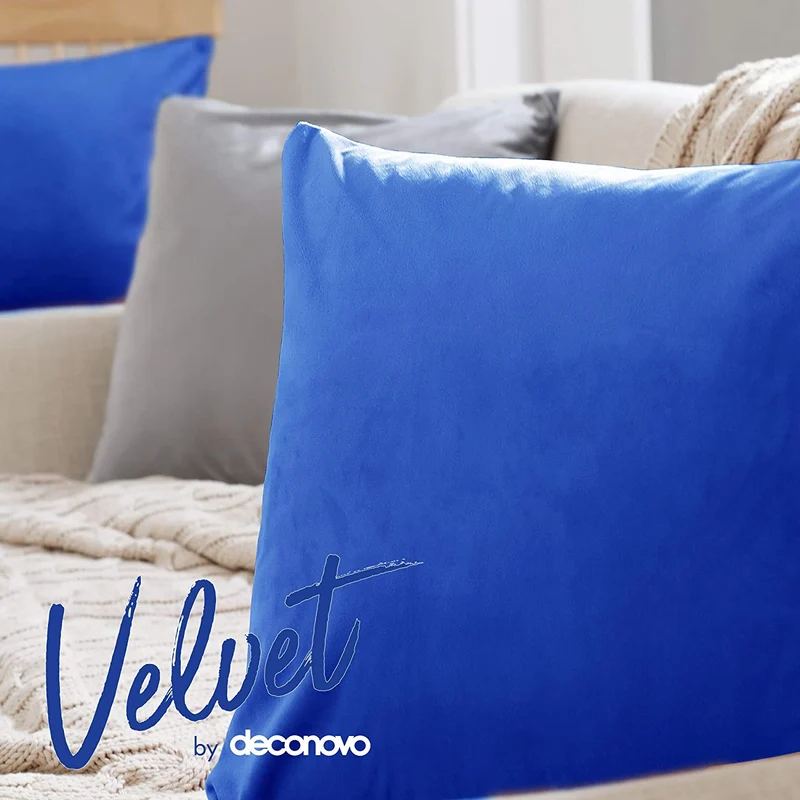 Deconovo Samt Kissenbezüge Sofa Zierkissenbezug, 2er Set