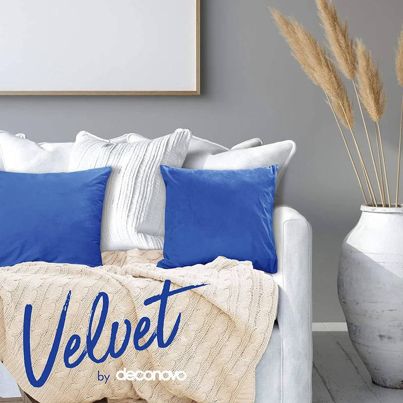 Deconovo Samt Kissenbezüge Sofa Zierkissenbezug, 2er Set