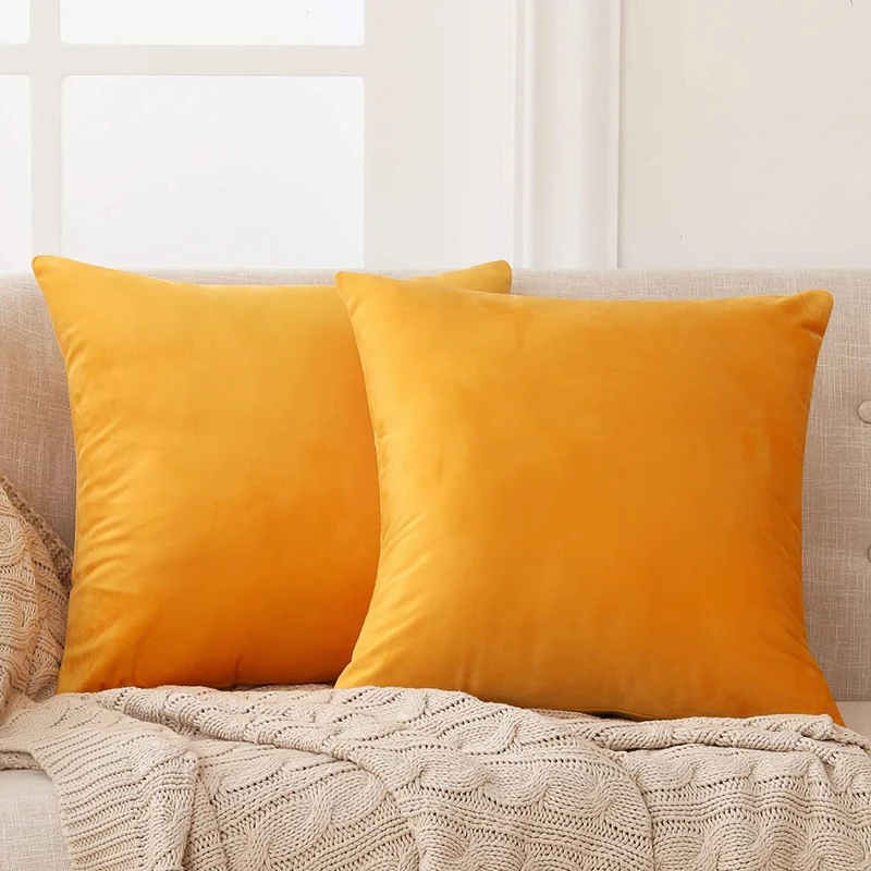 Deconovo Samt Kissenbezüge Sofa Zierkissenbezug, 2er Set