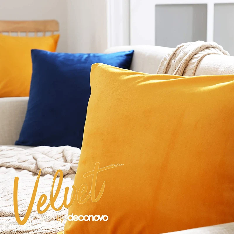 Deconovo Samt Kissenbezüge Sofa Zierkissenbezug, 2er Set