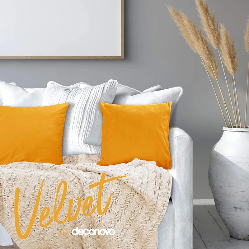 Deconovo Samt Kissenbezüge Sofa Zierkissenbezug, 2er Set