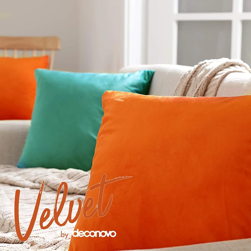 Deconovo Samt Kissenbezüge Sofa Zierkissenbezug, 2er Set