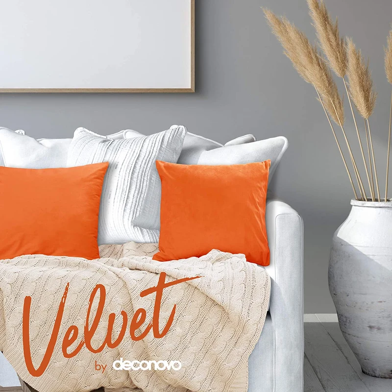Deconovo Samt Kissenbezüge Sofa Zierkissenbezug, 2er Set