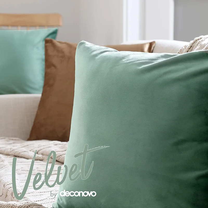 Deconovo Samt Kissenbezüge Sofa Zierkissenbezug, 2er Set