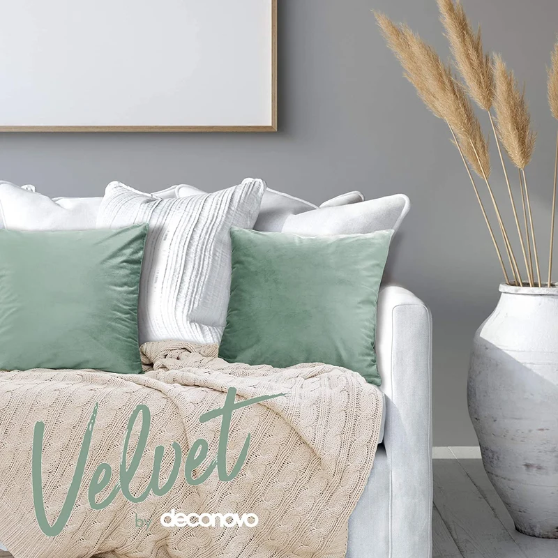 Deconovo Samt Kissenbezüge Sofa Zierkissenbezug, 2er Set