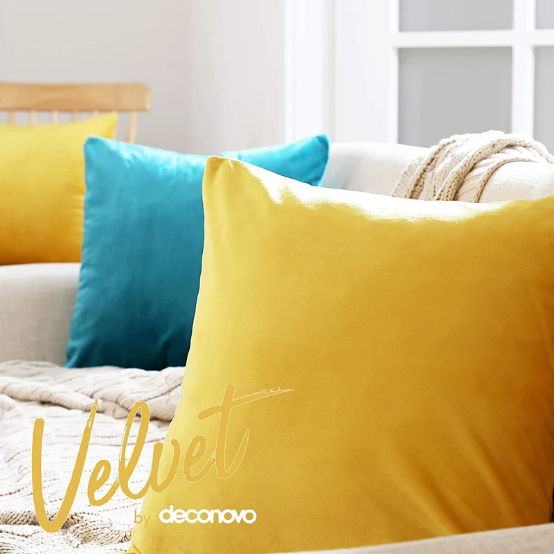 Deconovo Samt Kissenbezüge Sofa Zierkissenbezug, 2er Set
