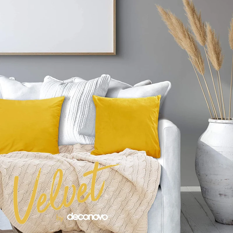 Deconovo Samt Kissenbezüge Sofa Zierkissenbezug, 2er Set
