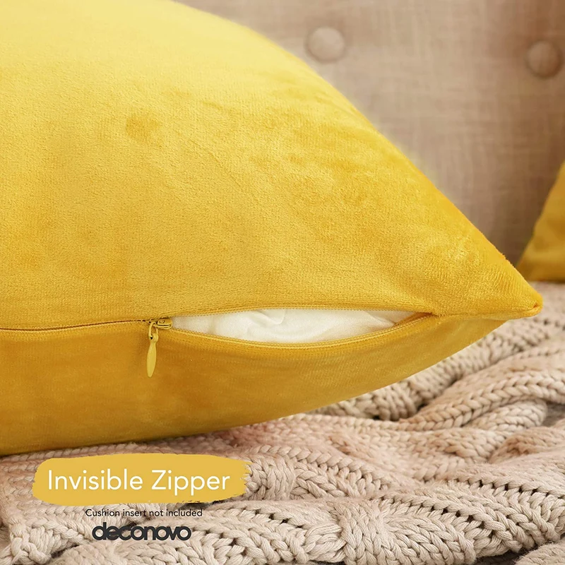 Deconovo Samt Kissenbezüge Sofa Zierkissenbezug, 2er Set