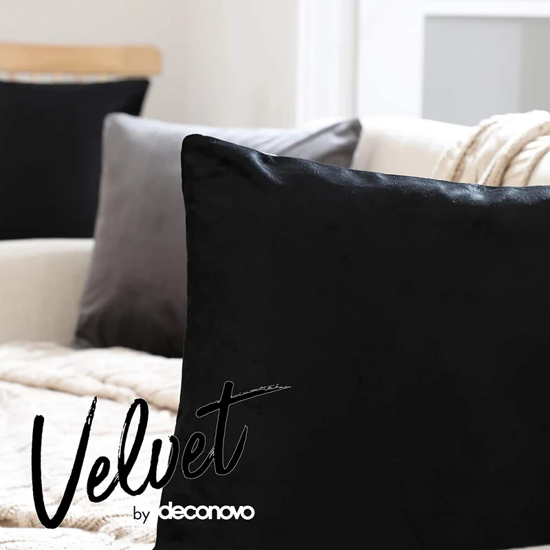 Deconovo Samt Kissenbezüge Sofa Zierkissenbezug, 2er Set