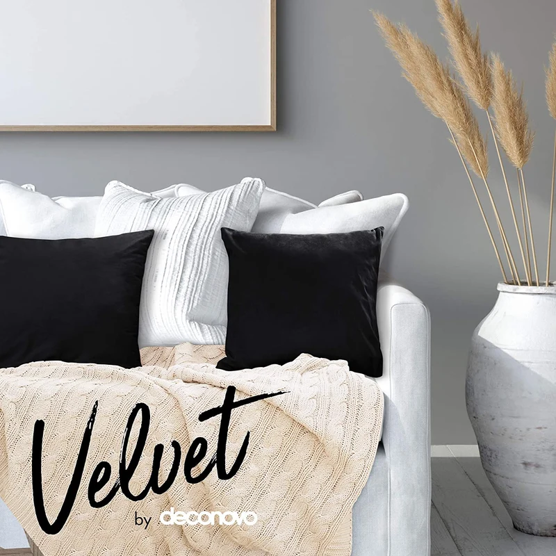 Deconovo Samt Kissenbezüge Sofa Zierkissenbezug, 2er Set