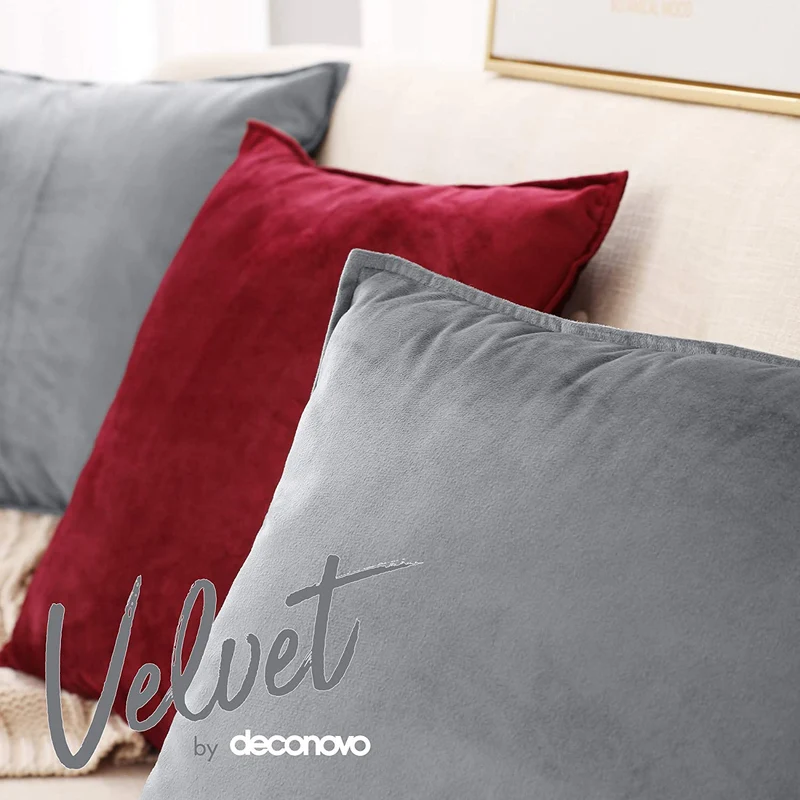 Deconovo Zierkissenhülle Samt Sofakissenbezug Modern Kissenüberzug Wohnzimmer, 2er Set