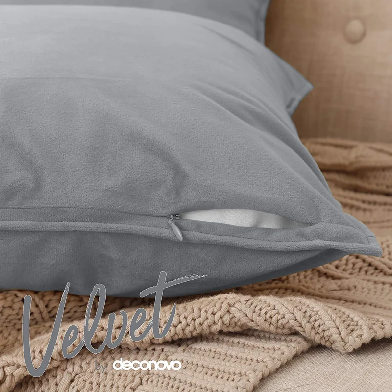 Deconovo Zierkissenhülle Samt Sofakissenbezug Modern Kissenüberzug Wohnzimmer, 2er Set