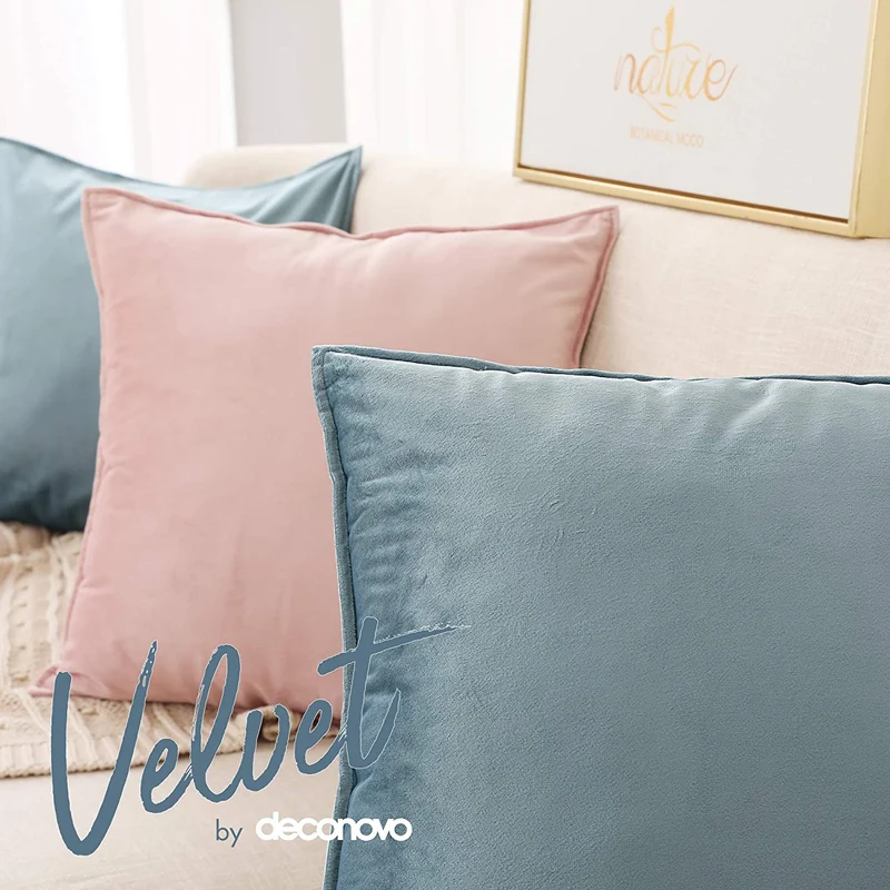 Deconovo Zierkissenhülle Samt Sofakissenbezug Modern Kissenüberzug Wohnzimmer, 2er Set