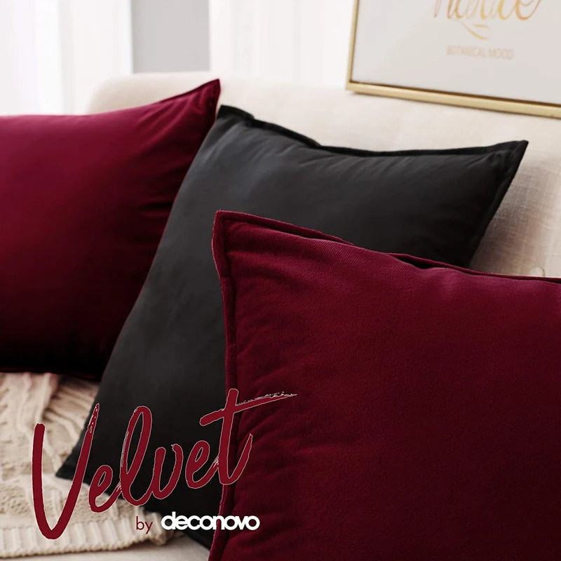 Deconovo Zierkissenhülle Samt Sofakissenbezug Modern Kissenüberzug Wohnzimmer, 2er Set