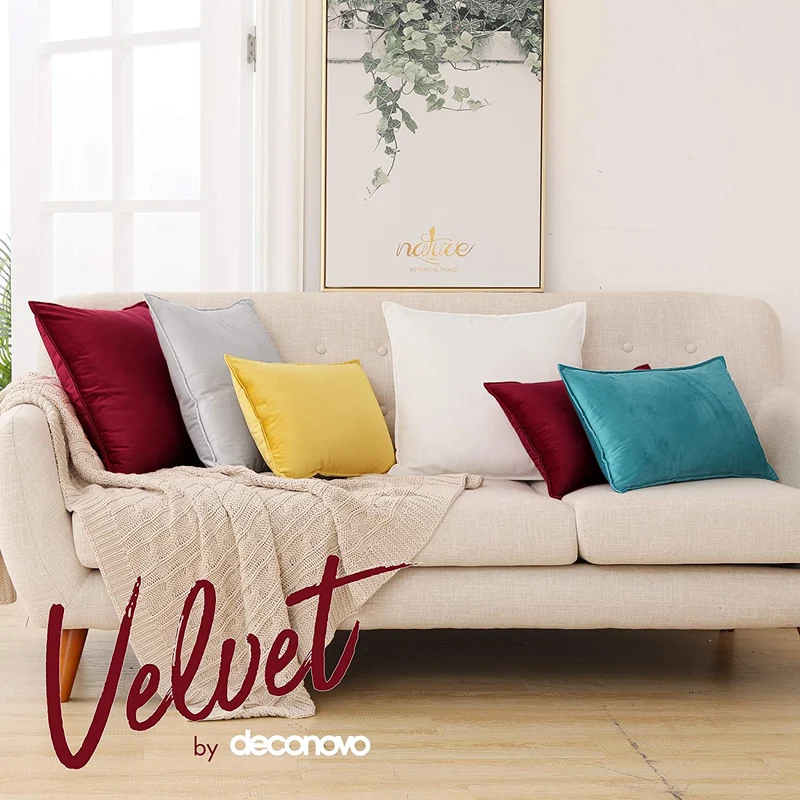 Deconovo Zierkissenhülle Samt Sofakissenbezug Modern Kissenüberzug Wohnzimmer, 2er Set