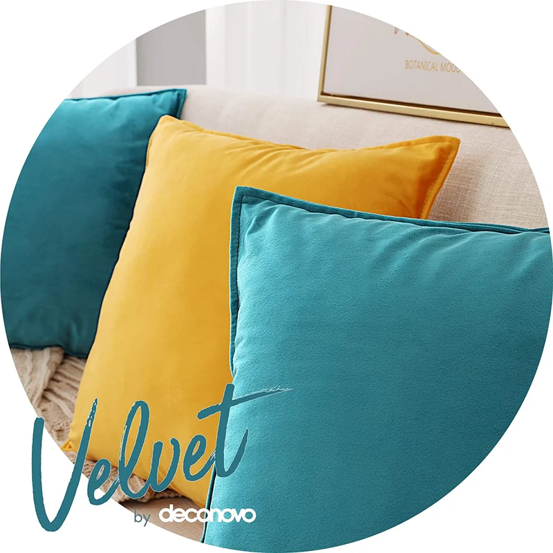 Deconovo Zierkissenhülle Samt Sofakissenbezug Modern Kissenüberzug Wohnzimmer, 2er Set