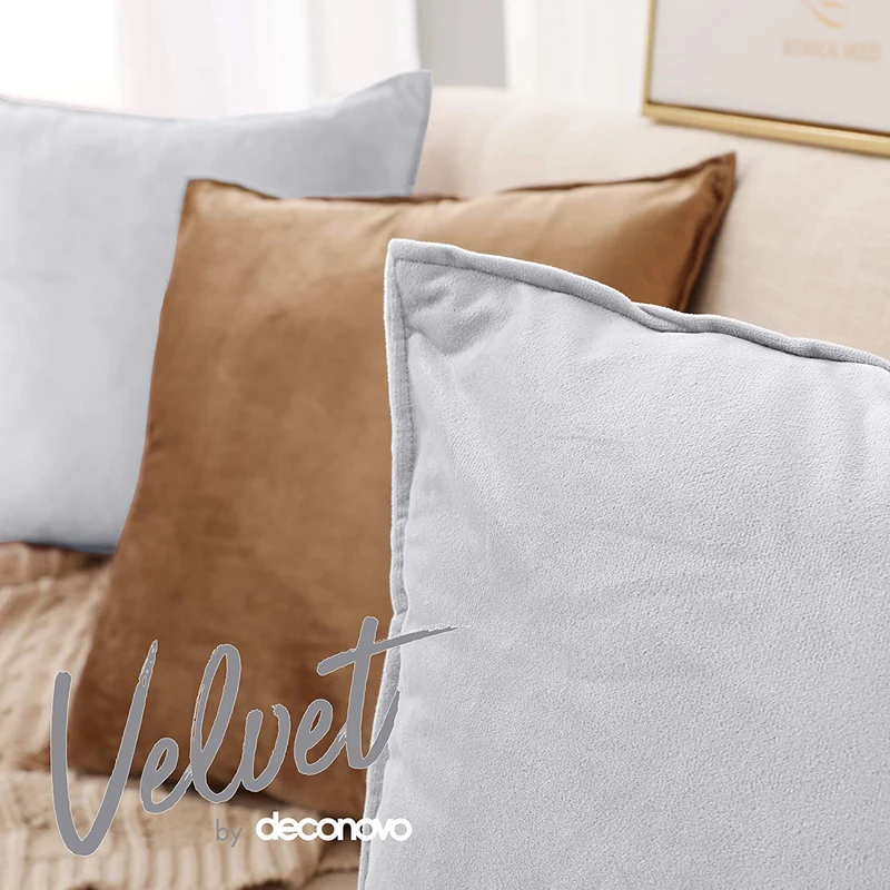 Deconovo Zierkissenhülle Samt Sofakissenbezug Modern Kissenüberzug Wohnzimmer, 2er Set