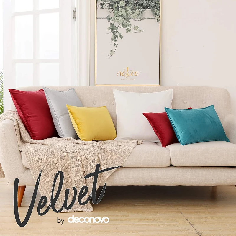 Deconovo Zierkissenhülle Samt Sofakissenbezug Modern Kissenüberzug Wohnzimmer, 2er Set