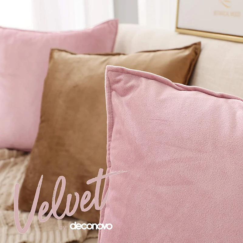 Deconovo Zierkissenhülle Samt Sofakissenbezug Modern Kissenüberzug Wohnzimmer, 2er Set