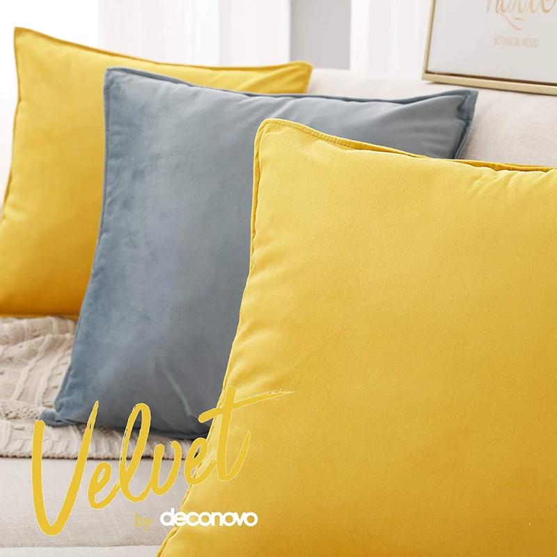Deconovo Zierkissenhülle Samt Sofakissenbezug Modern Kissenüberzug Wohnzimmer, 2er Set