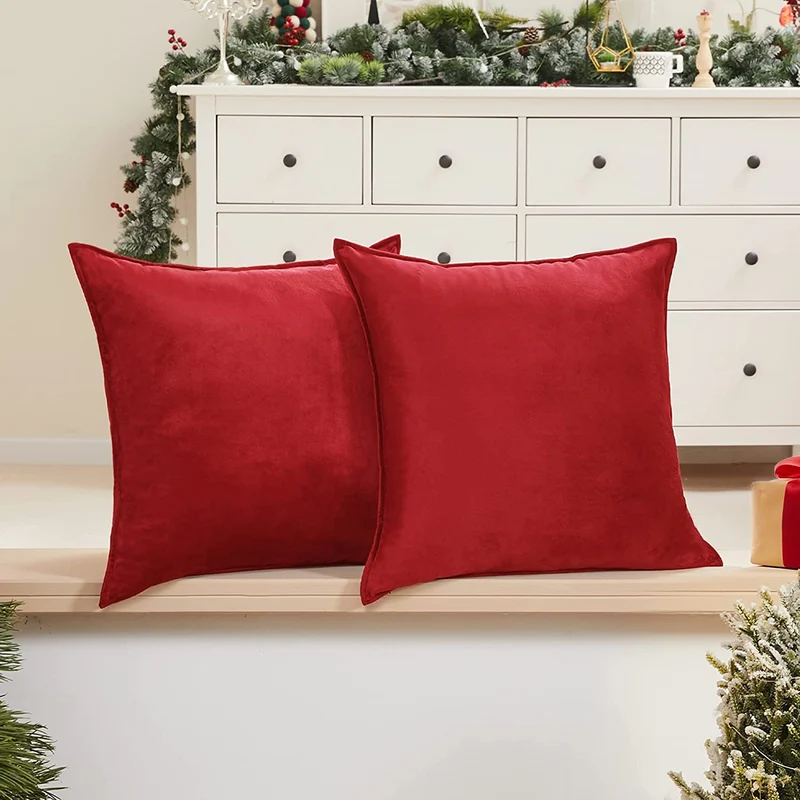 Deconovo Zierkissenhülle Samt Sofakissenbezug Modern Kissenüberzug Wohnzimmer, 2er Set