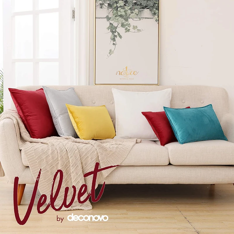 Deconovo Zierkissenhülle Samt Sofakissenbezug Modern Kissenüberzug Wohnzimmer, 2er Set