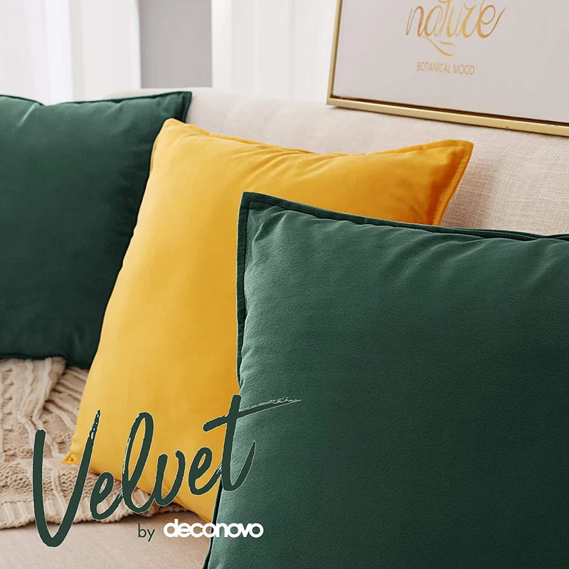 Deconovo Zierkissenhülle Samt Sofakissenbezug Modern Kissenüberzug Wohnzimmer, 2er Set