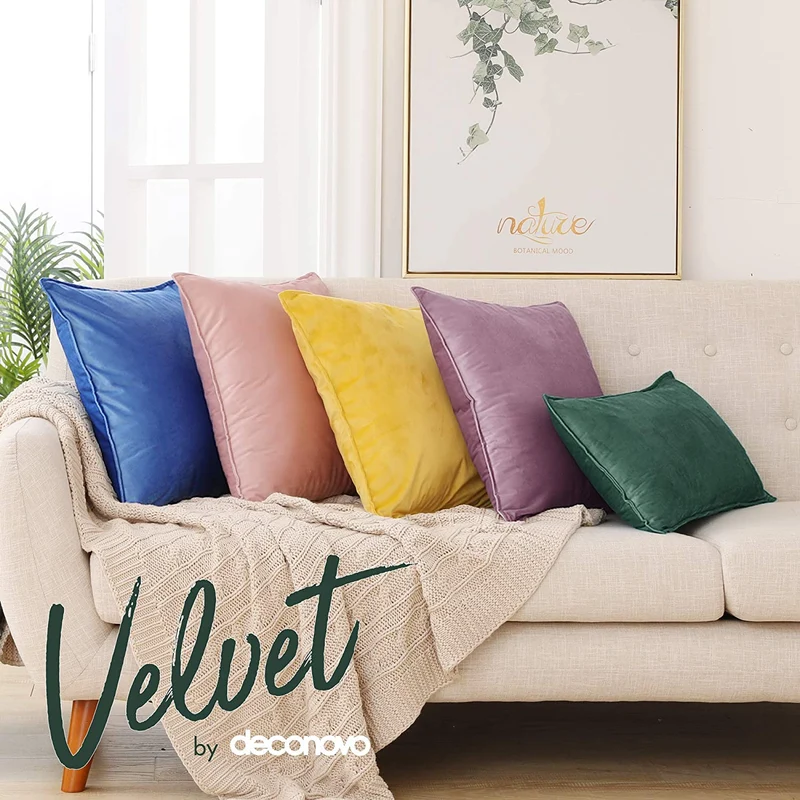 Deconovo Zierkissenhülle Samt Sofakissenbezug Modern Kissenüberzug Wohnzimmer, 2er Set