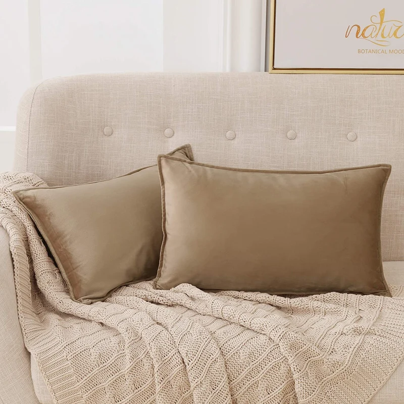 Deconovo Zierkissenhülle Samt Sofakissenbezug Modern Kissenüberzug Wohnzimmer, 2er Set