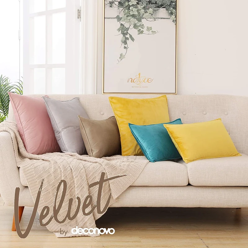Deconovo Zierkissenhülle Samt Sofakissenbezug Modern Kissenüberzug Wohnzimmer, 2er Set