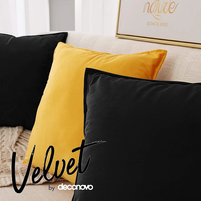 Deconovo Zierkissenhülle Samt Sofakissenbezug Modern Kissenüberzug Wohnzimmer, 2er Set