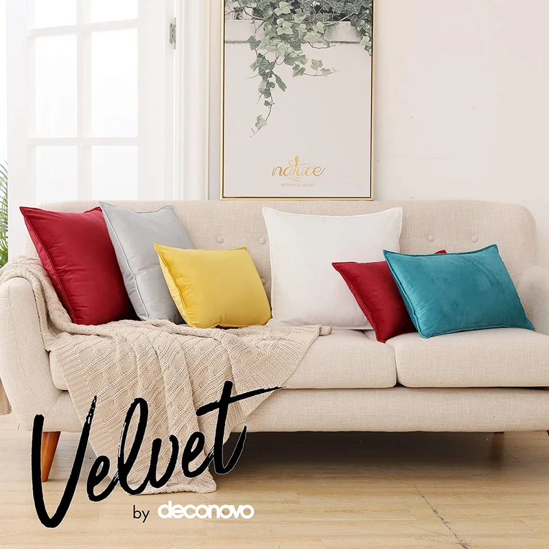 Deconovo Zierkissenhülle Samt Sofakissenbezug Modern Kissenüberzug Wohnzimmer, 2er Set