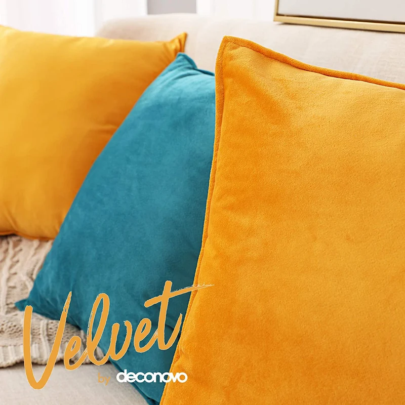 Deconovo Zierkissenhülle Samt Sofakissenbezug Modern Kissenüberzug Wohnzimmer, 2er Set