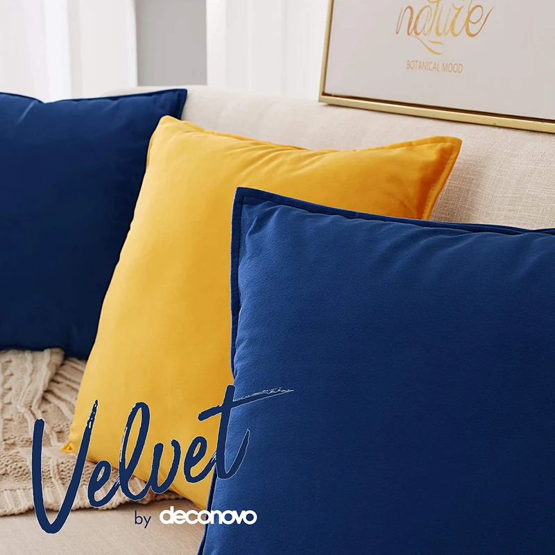 Deconovo Zierkissenhülle Samt Sofakissenbezug Modern Kissenüberzug Wohnzimmer, 2er Set