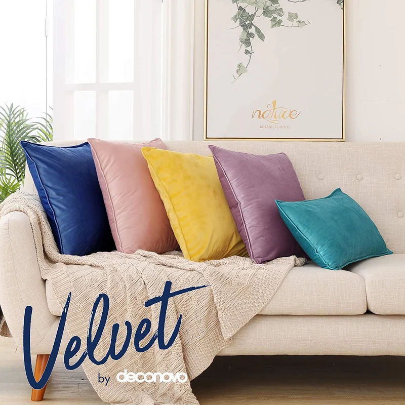 Deconovo Zierkissenhülle Samt Sofakissenbezug Modern Kissenüberzug Wohnzimmer, 2er Set